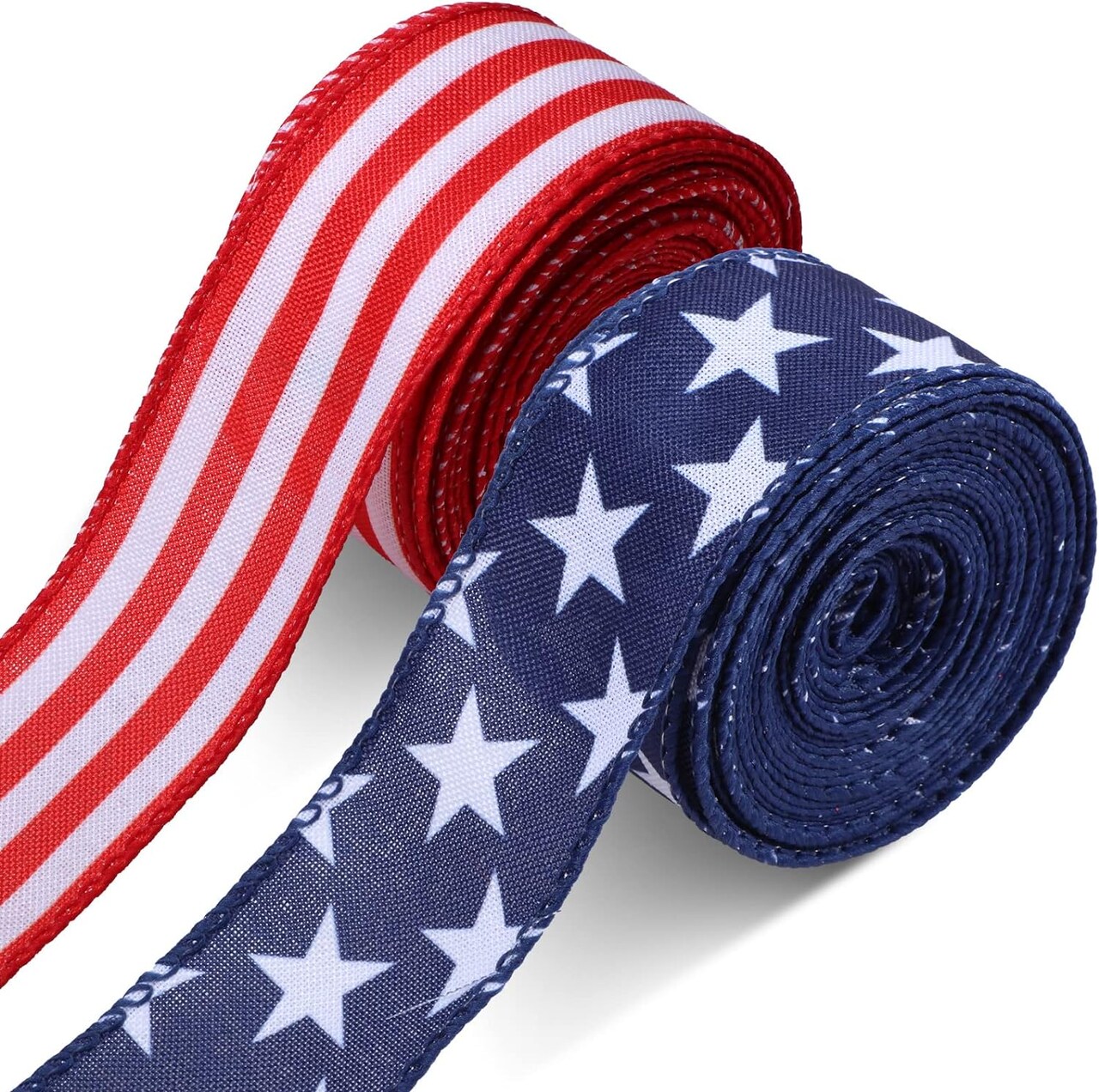 2 Rolls 20 Yard Red White and Blue Ribbon (1.5 Inch,Red, White, Blue)